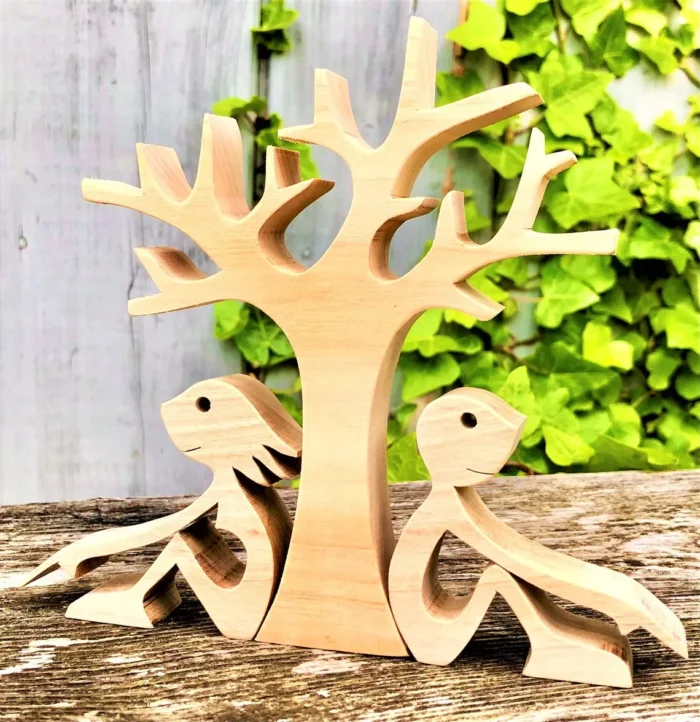 a couple a tree Handmade wood sculpture