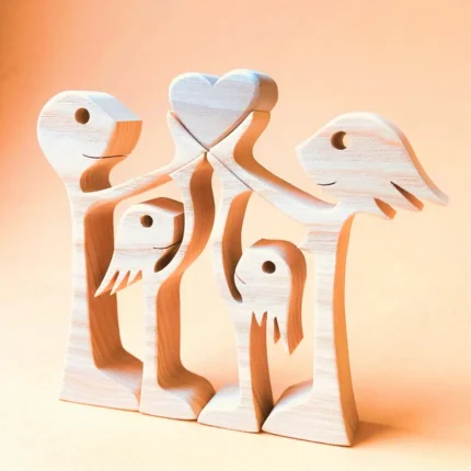 a couple two girls one heart wood sculpture