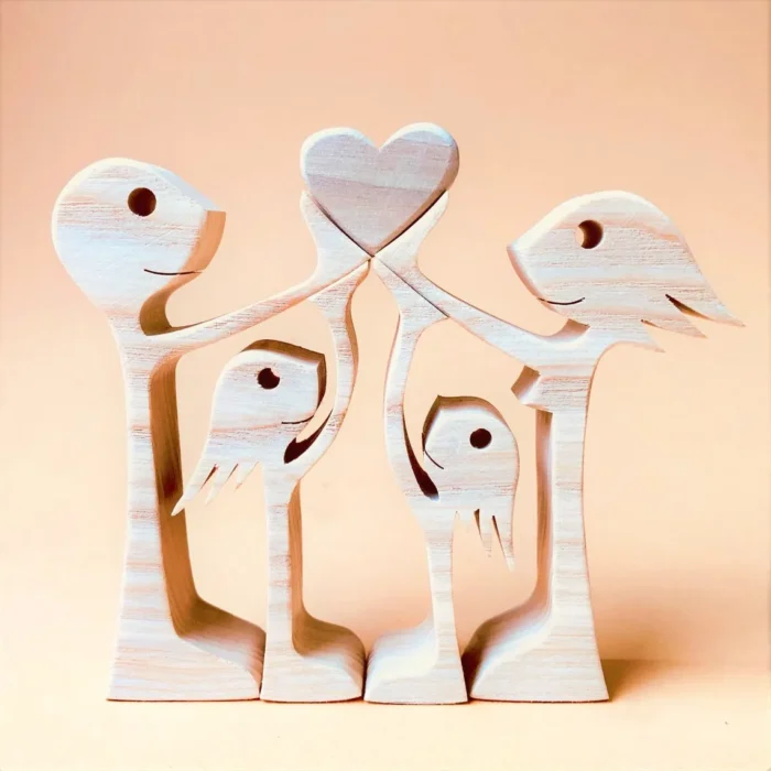 a couple two girls one heart wood sculpture