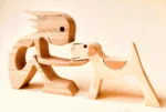 a woman a fox terrier Handmade wood sculpture