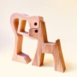 a man a dog the wood sculpture animal Handmade