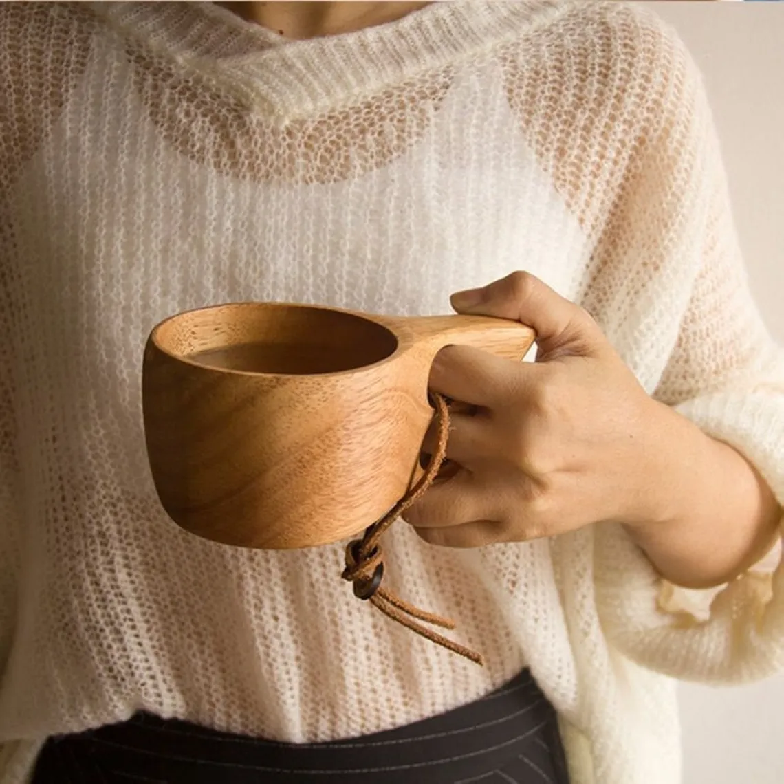 Handmade Wooden Cups Tea Coffee Mug Portable