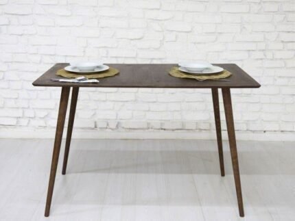 Retro Walnut Wood Dining Table, Handmade Mid-Century Modern Kitchen Furniture