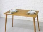 Retro Walnut Wood Dining Table, Handmade Mid-Century Modern Kitchen Furniture