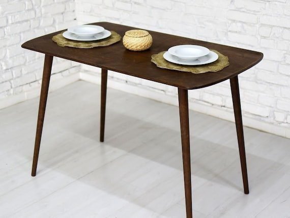 Oval Walnut Dining Table, Small Rustic Coffee Table, Handmade Space Saving Furniture