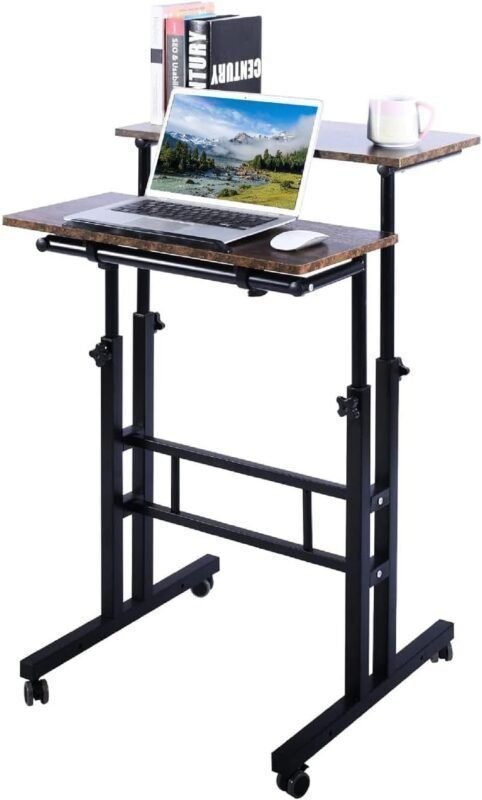 Mobile Standing Desk Adjustable Height Portable Stand Up Desk Computer Workstation