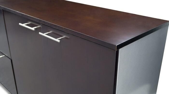 Furniture Reagan Modern Polished Cabinet Credenza - Dark  Office Products