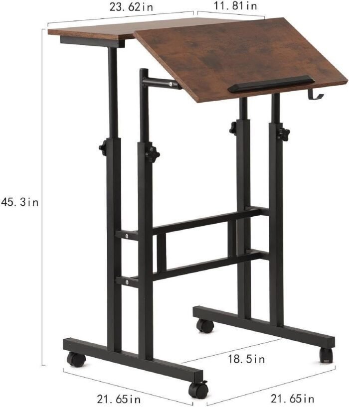 Mobile Standing Desk Adjustable Height Portable Stand Up Desk Computer Workstation