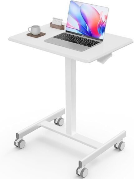 Stading Desk - Sit Stand Desk, Portable Rolling Laptop Desk with Lockable Wheels, Computer Workstations