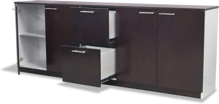 Furniture Reagan Modern Polished Cabinet Credenza - Dark  Office Products