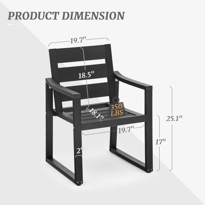 Patio Dining Chairs with Armrest, All Weather Outdoor Kitchen Chairs with Square Frame Legs for Outdoor Indoor