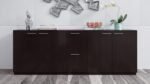 Furniture Reagan Modern Polished Cabinet Credenza - Dark  Office Products