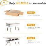 3 in 1 Lift Top Coffee Table, Ten Minutes Install Multifunction Coffee Table Converts to Dining Table