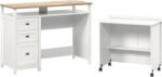 Road Credenza Desk, L 53.15" x W: 21.81" x H: 39.02", White Finish