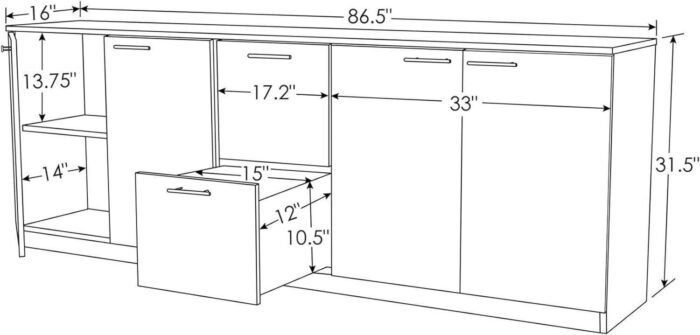 Furniture Reagan Modern Polished Cabinet Credenza - Dark  Office Products