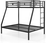 Bunk Bed Twin Over Full Size, Metal Bunk Bed with Ladder and Steel Frame Support, Space-Saving Triple Bunk Bed