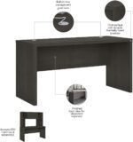 60-inch W Credenza Desk, Charcoal Maple