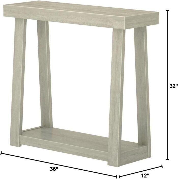 Plank+Beam Solid Wood Console Table with Storage, 36 Inch, Sofa Table with Shelf