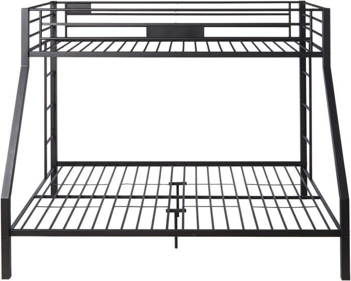 Twin Over Queen Size Metal Bunk Bed for Adults,Heavy-Duty Bunk Bed with 2 Ladders