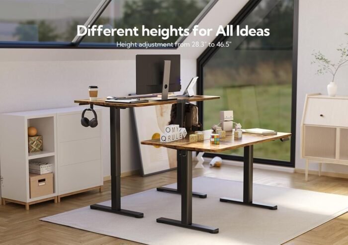 Electric Standing Desk, Adjustable Height Stand up Desk, 48x24 Inches Sit Stand Home Office Desk