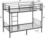 Bunk Bed Twin Over Twin, Metal Bunk Bed with Built-in Ladder and Safety Guardrail, Space-Saving Twin Bunk Beds for Kids