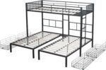 Twin Over Twin Triple Bunk Bed with Storage Shelves 4 Drawers