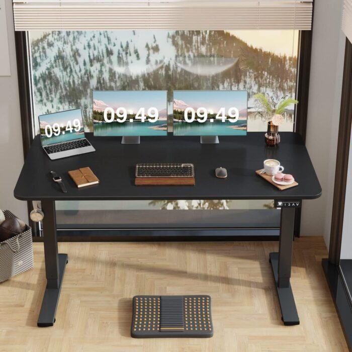 Electric Height Adjustable Standing Desk Large 55 x 24 Inches Sit Stand Up Desk Home Office Computer