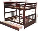 Bunk Bed with Two Storage Drawers and Full-Length Guard Rail, Solid Wood BunkBed frame Convertible into 2 Platform Beds