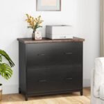 2-Drawer File Cabinet, Wood Lateral Filling Cabinet Printer Stand Office Credenza Storage Cabinet for Home Office