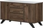 2-Drawer Credenza with Doors, Natural Walnut  Office Products