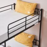 Bunk Bed Twin Over Twin, Metal Bunk Bed with Built-in Ladder and Safety Guardrail, Space-Saving Twin Bunk Beds for Kids