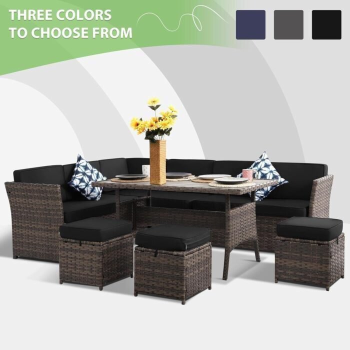 Patio Set 7-Piece Outdoor Dining Set,Patio Table and Chairs Set with Soft Cushions Lawn Furniture for Deck,Backyard