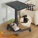 Mobile Standing Desk with 90° tilting Desktop, Foot Pedal Pneumatic Height Adjustable Rolling Desk