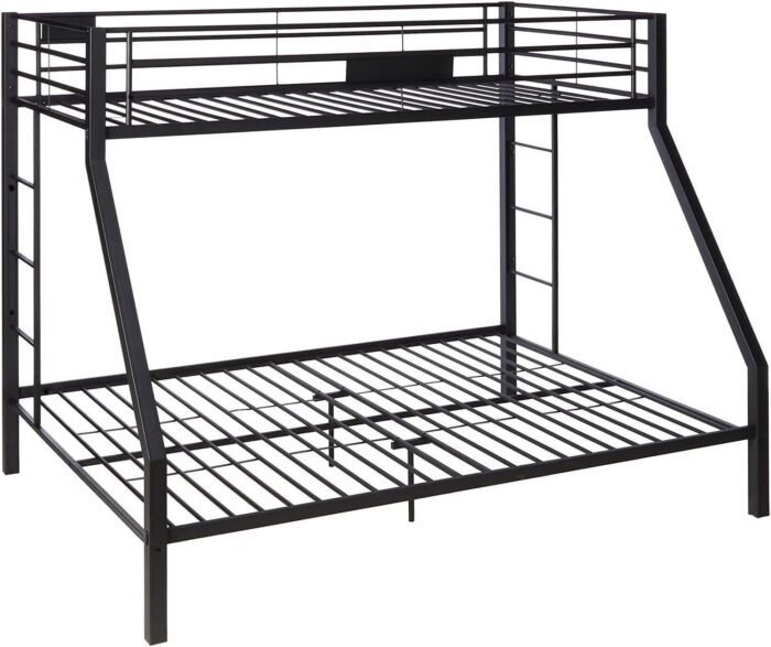 Twin Over Queen Size Metal Bunk Bed for Adults,Heavy-Duty Bunk Bed with 2 Ladders