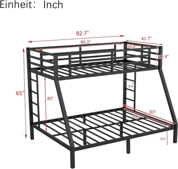 Queen Bunk Beds with Ladder and Full Length Guardrail, Heavy Duty Bunk Beds/Twin XL over Queen Bunk Bed for Adults