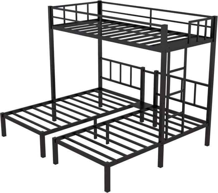 Twin Bunk Beds with Guardrails, Heavy Duty Triple Bunk for Kids