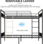 2 IN 1 Metal Bunk Bed Twin Over Twin, Convertible Twin Bunk Beds into 2 Individual Twin Size Bed for Kids Adults, 16.5"