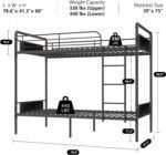 2 IN 1 Metal Bunk Bed Twin Over Twin, Convertible Twin Bunk Beds into 2 Individual Twin Size Bed for Kids Adults, 16.5"