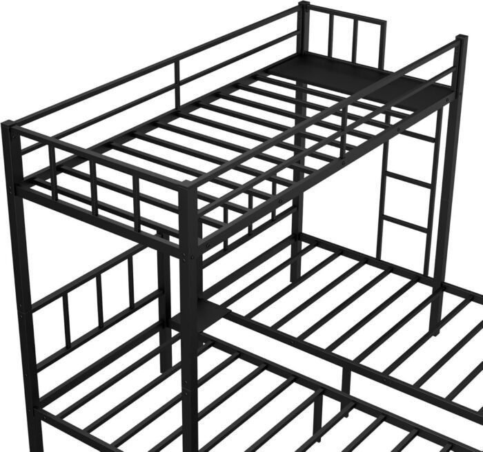 Twin Bunk Beds with Guardrails, Heavy Duty Triple Bunk for Kids