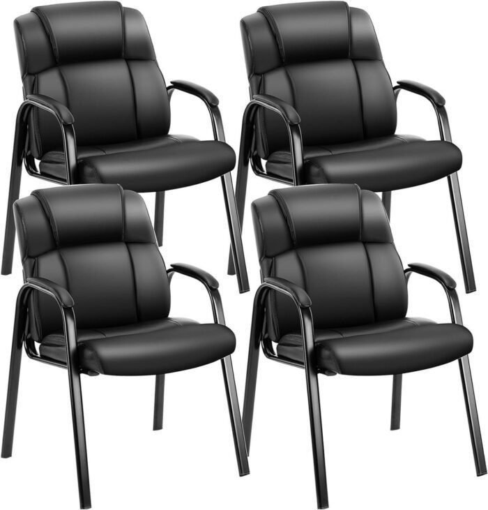 OLIXIS Waiting Room Reception Chairs Set of 4, Leather Office Desk Stationary