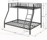 Bunk Beds Twin Over Full Size, Metal Bunk Bed Frame with Angled Ladder for Kids, Teens and Adults, for Small Spaces