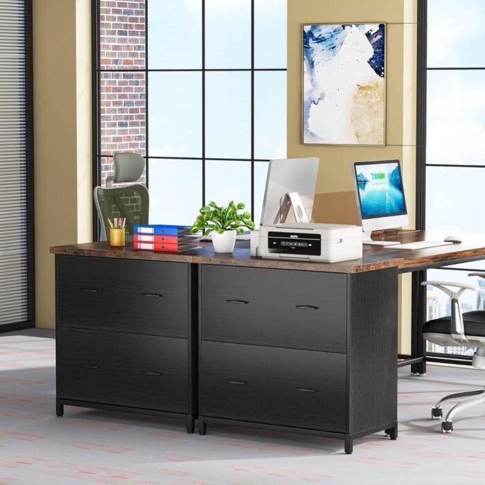 2-Drawer File Cabinet, Wood Lateral Filling Cabinet Printer Stand Office Credenza Storage Cabinet for Home Office