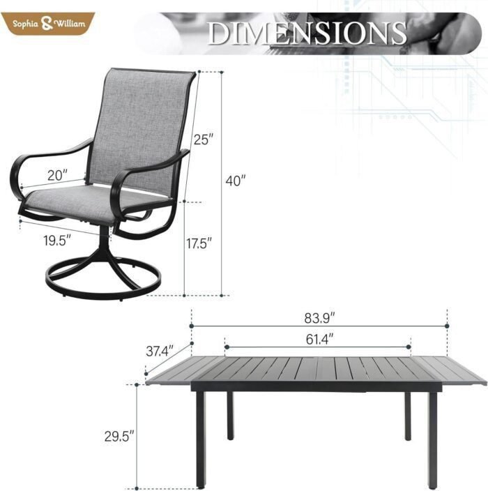 Dining set Patio Dining sets Patio Table and Chairs set 9 Pieces Outdoor Dining Table for 8 with Swivel