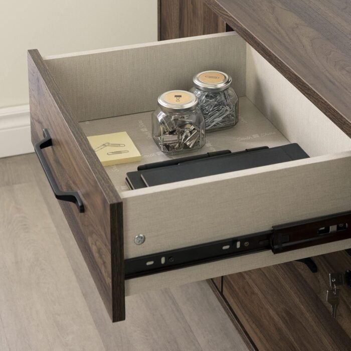 2-Drawer Credenza with Doors, Natural Walnut  Office Products