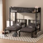 Twin Over Twin Triple Bunk Bed with Storage Shelves 4 Drawers