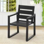 Patio Dining Chairs with Armrest, All Weather Outdoor Kitchen Chairs with Square Frame Legs for Outdoor Indoor