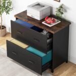 2-Drawer File Cabinet, Wood Lateral Filling Cabinet Printer Stand Office Credenza Storage Cabinet for Home Office