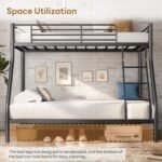 Bunk Beds Twin Over Full Size, Metal Bunk Bed Frame with Angled Ladder for Kids, Teens and Adults, for Small Spaces