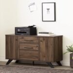 2-Drawer Credenza with Doors, Natural Walnut  Office Products