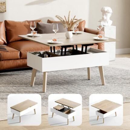 3 in 1 Lift Top Coffee Table, Ten Minutes Install Multifunction Coffee Table Converts to Dining Table